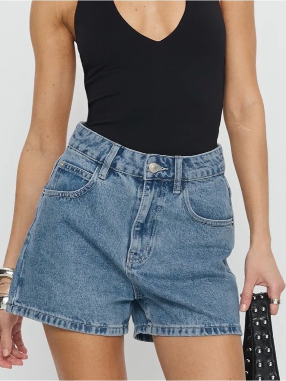 Princess Polly Tropicana High-Rise Blue Denim Shorts